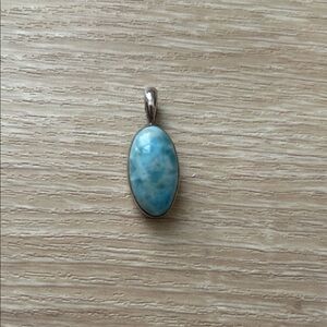 Elegant Larimar Sterling Silver Blue Stone Pendant